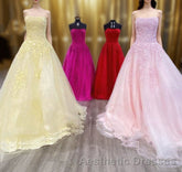 Wine Red Floral Lace Strapless A-Line Evening Prom Dresses